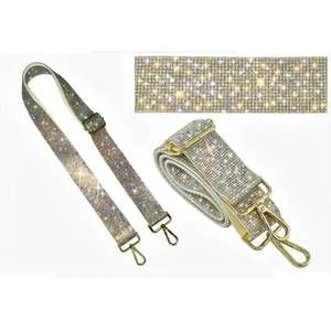 NEW MIMI WHOLESALE iridescent rhinestone crossbody guitar strap in silver multi